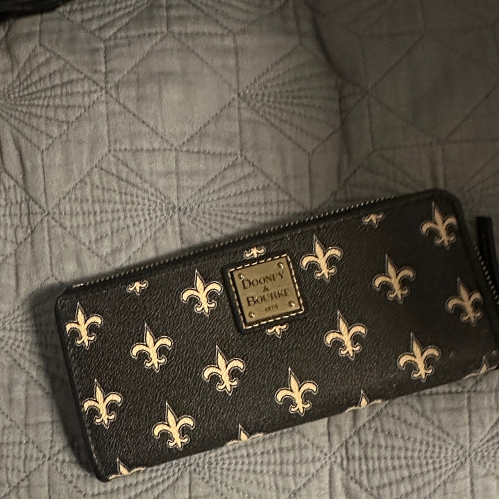 Dooney & Bourke Black and White Fleur-de-Lis Wallet